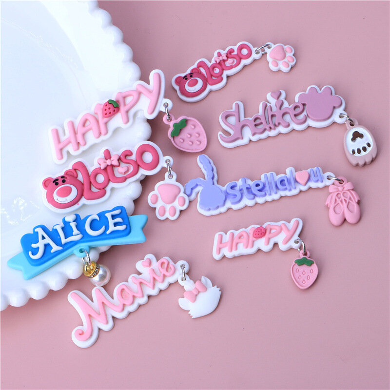 Resin Name Tag DIY Craft Cartoon Jewelry Making Supply Necklace Bracelet Hair Ornament Accessories Flat Back Embellishment Alice