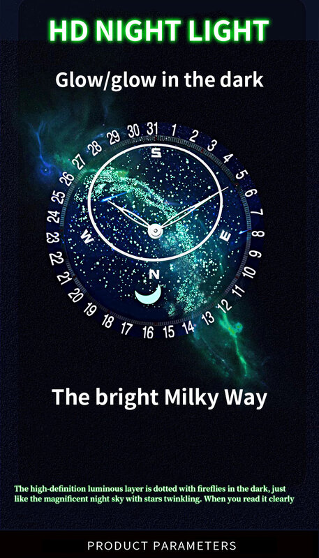 Starry Sky Luminous นาฬิกาผู้ชาย2023นาฬิกา Creative Dial หรูหรานาฬิกาผู้ชาย Quartz นาฬิกาข้อมือนาฬิกาสแตนเลสนาฬิกาข้อมือ Relogio