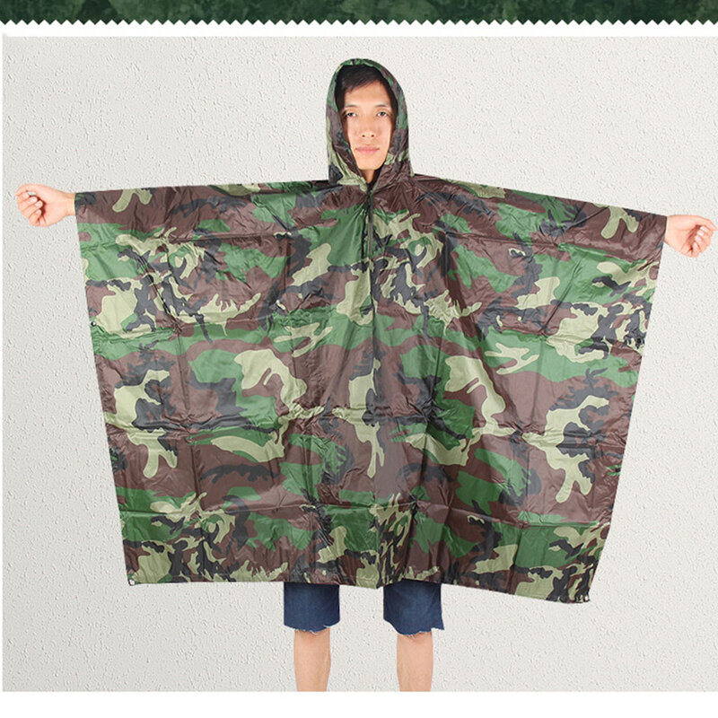 Impermeabile Poncho tattico all'aperto Camouflage campeggio zaino impermeabile attività tenda da sole da uomo che copre Picnic nero