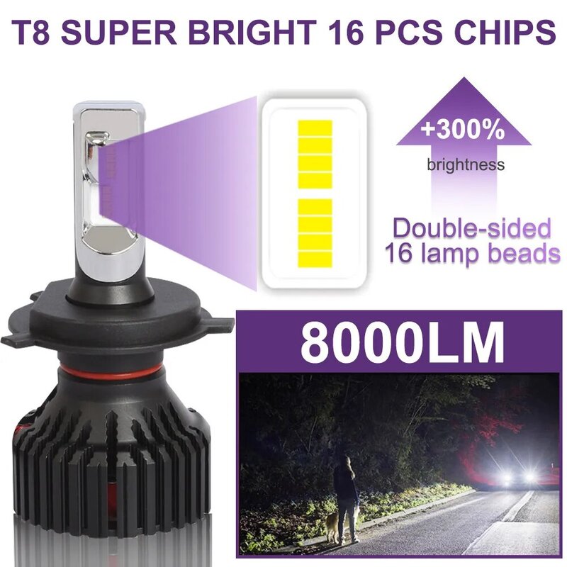 2pc led h4 lâmpadas de carro 80w 16000lm led h11 farol para lâmpadas de carro csp chips 6000k led h13 hb3 hb4 9005 9006 9007 auto luzes 12v