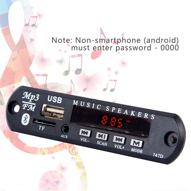 Odomy-Módulo de Radio de Audio para coche, placa decodificadora MP3 inalámbrica con Control remoto para accesorios de coche, USB, TF, FM, WMA, 7V, 12V