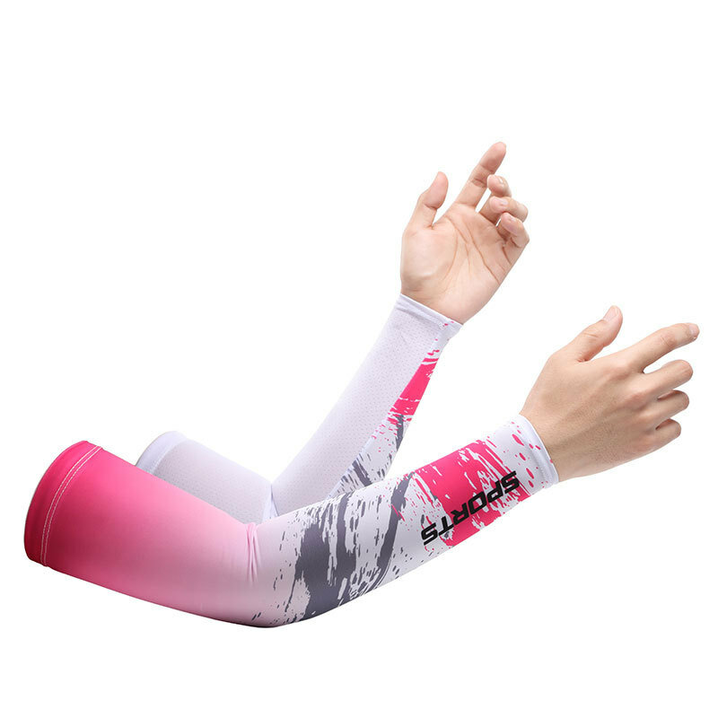 Tabir Surya Es Sutra Anti-UV Pria Lengan Es Bersepeda Olahraga Luar Ruangan Kebugaran Non-slip Ringan Wanita Musim Panas Lengan Es Dingin