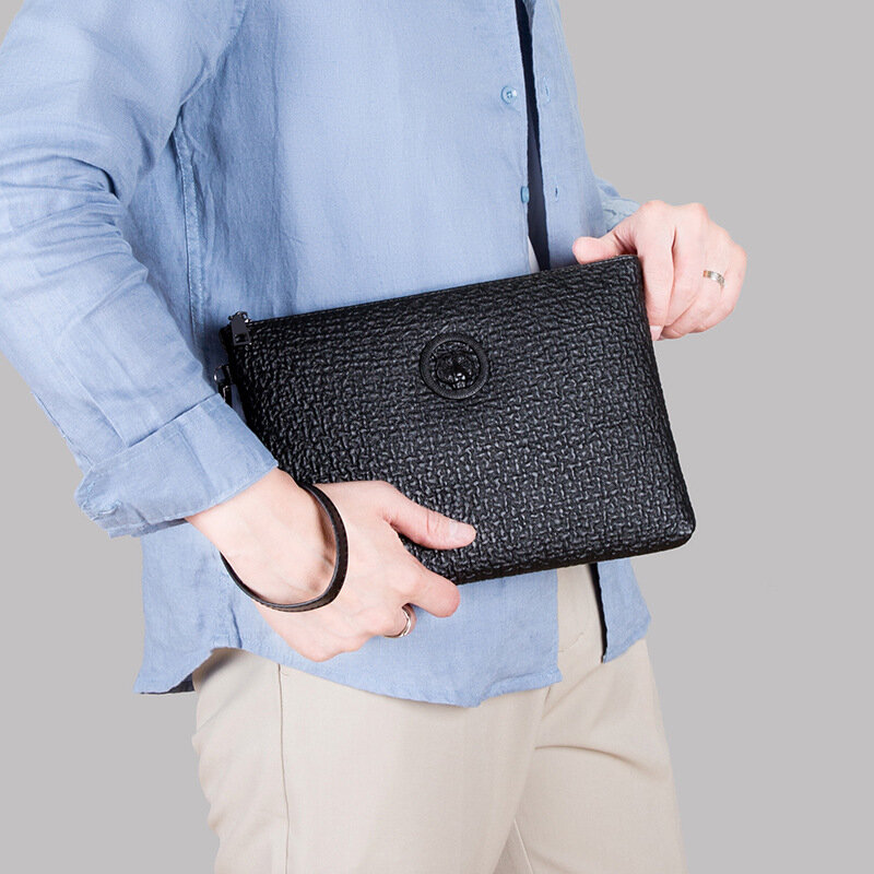Men's woven Clutch Bag 2022 New Large Capacity Fashion Soft For Man Boy Male Handbags Luxury Brand Design Business Bags