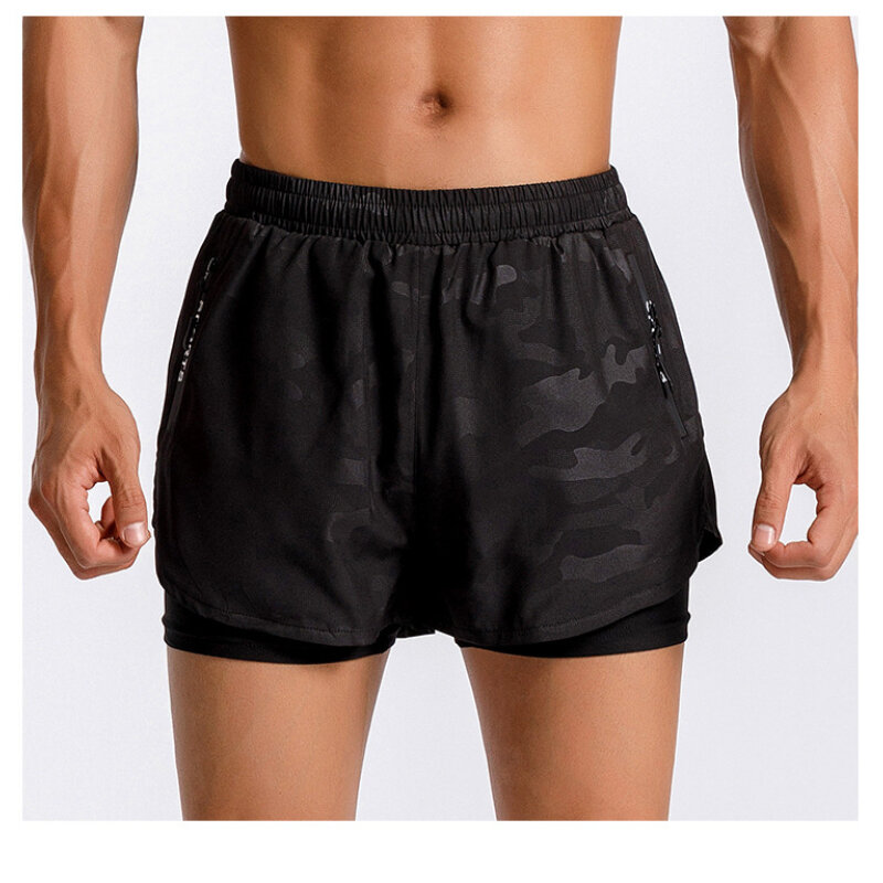 Pantalones cortos informales 2 en 1 para hombre, Shorts deportivos de secado rápido para gimnasio, Fitness, trotar, correr, 2022