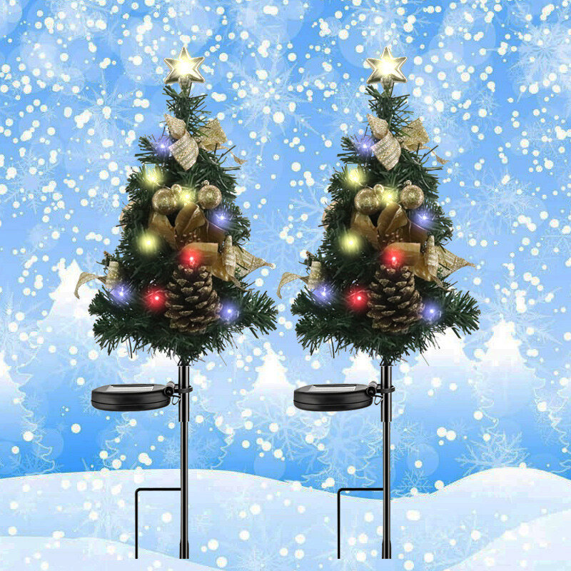 Luces solares para árbol de Navidad, guirnalda de luz de jardín impermeable, cono de pino, estrella, lámpara de decoración de Navidad, 16LED, 4/2/1 piezas