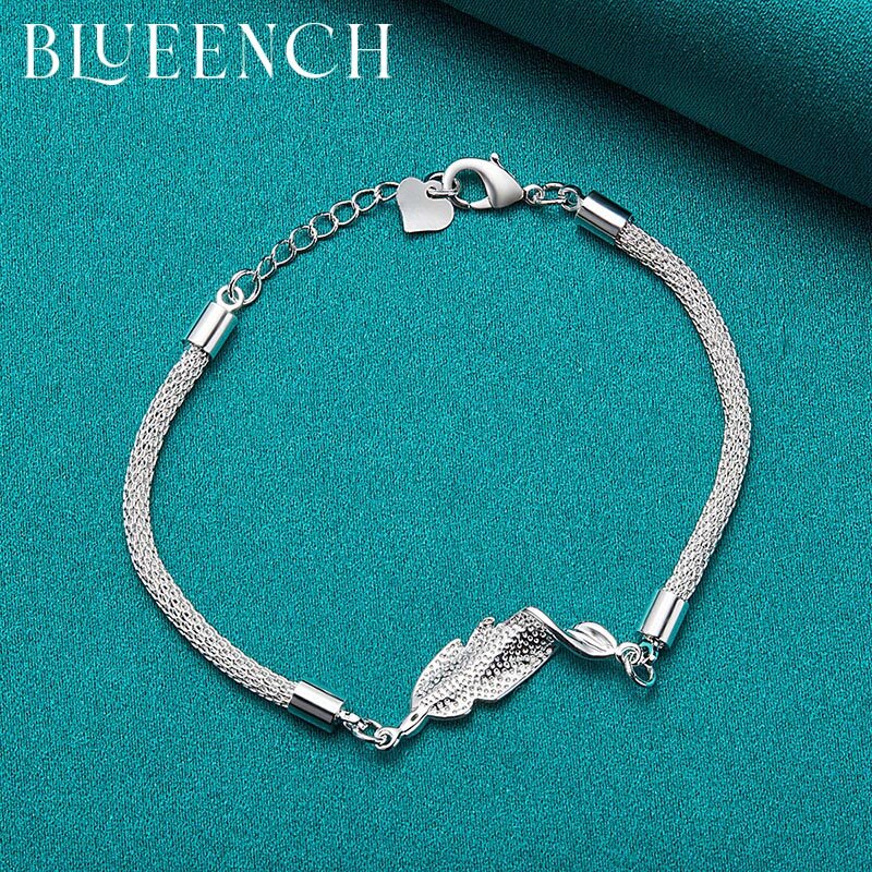 Blueench 925 Sterling Silver Snake Chain Fashion Bracelet For Women Wedding Wedding Party Fashion Glamour Jewelry