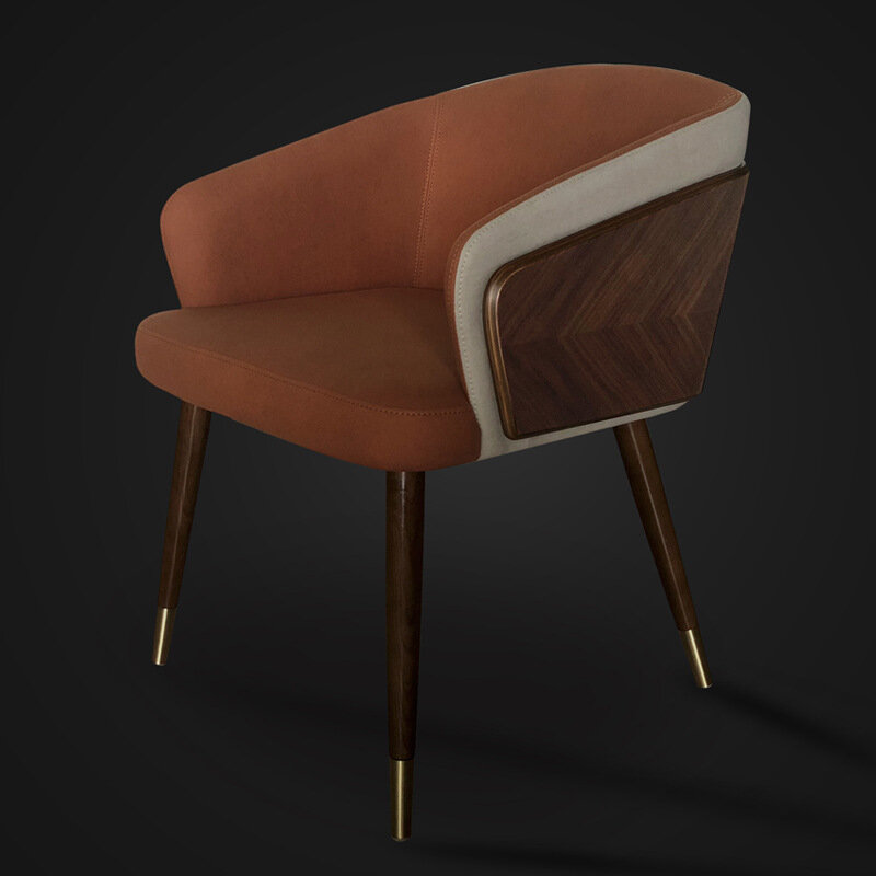 Обеденный стул, простой креативный стул, домашний скандинавский стул для ресторана из массива дерева, стул с кожаной спинкой, современная м...