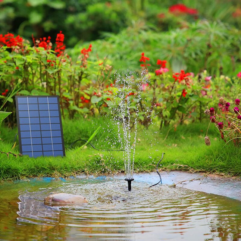 AISITIN bomba de Fuente Solar, con 6 boquillas y tubería de agua de 4 pies, Bomba alimentada por energía Solar para baño de aves, estanque, jardín y otros lugares