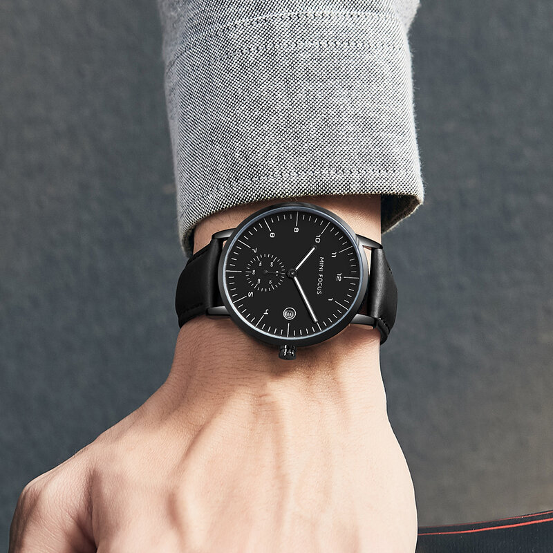 MINI FOCUS ماركة 2022 الرياضة كوارتز ساعة اليد للرجال التقويم الفاخرة مقاوم للماء الرجال 20 مللي متر حزام من الجلد الساعات