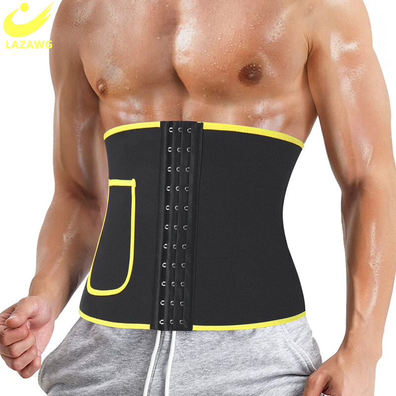 LAZAWG-Entrenador de cintura para hombres, faja moldeadora de Cuerpo Adelgazante, cinturón de modelado, correa de compresión para el sudor, corsé moldeador