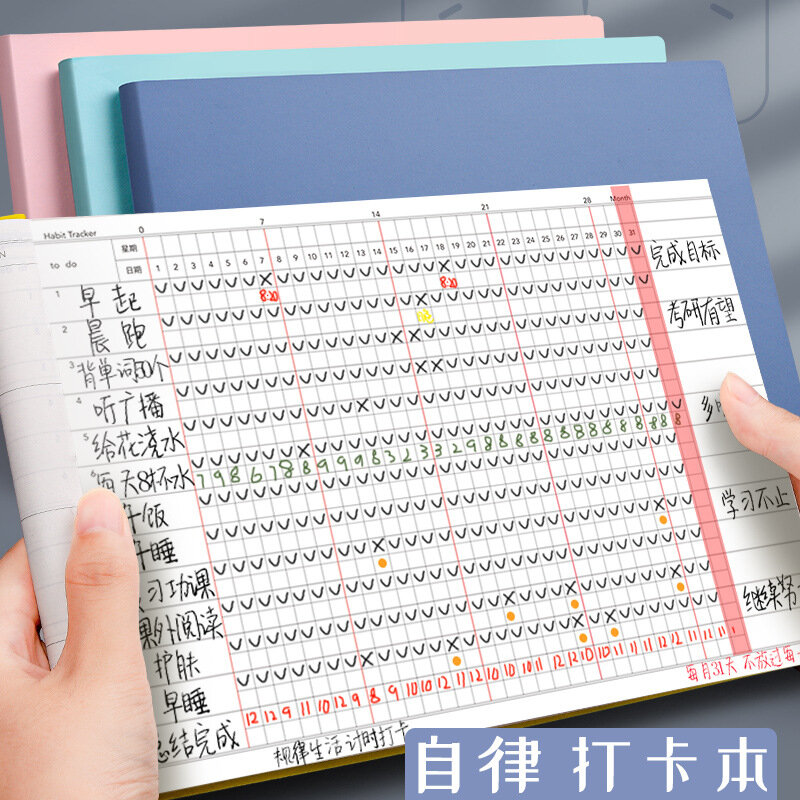 Auto-disciplina punch book bom hábito para desenvolver registro programação de gerenciamento de tempo estudante diário plano notebook