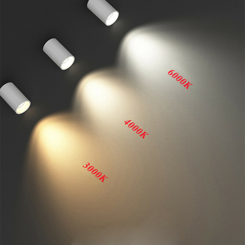Светодиодный направленный светильник с поверхностным креплением, круглый светодиодный светильник, точечный светильник, Cob, потолочный светильник, 220 В переменного тока, 90-260 В, освещение для кухни, комнаты, спальни