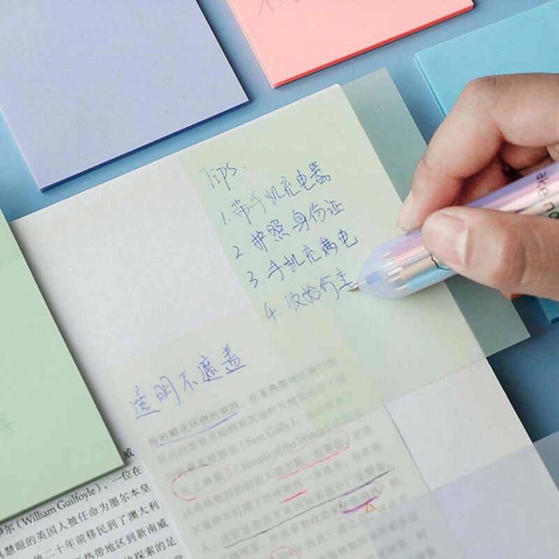 50 arkuszy moda przezroczysty notatnik PET wysłany kartki samoprzylepne naklejki do planowania notatnik 2022 szkolne Kawaii biurowe