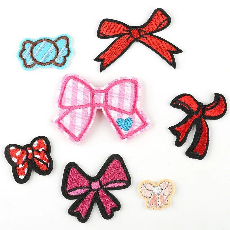 7Pcs Bowknot Series Iron on Embroidered Patches For on Clothes skirt Hat DIY Backpack Jeans Sticker Sew-on Patch Applique Badge