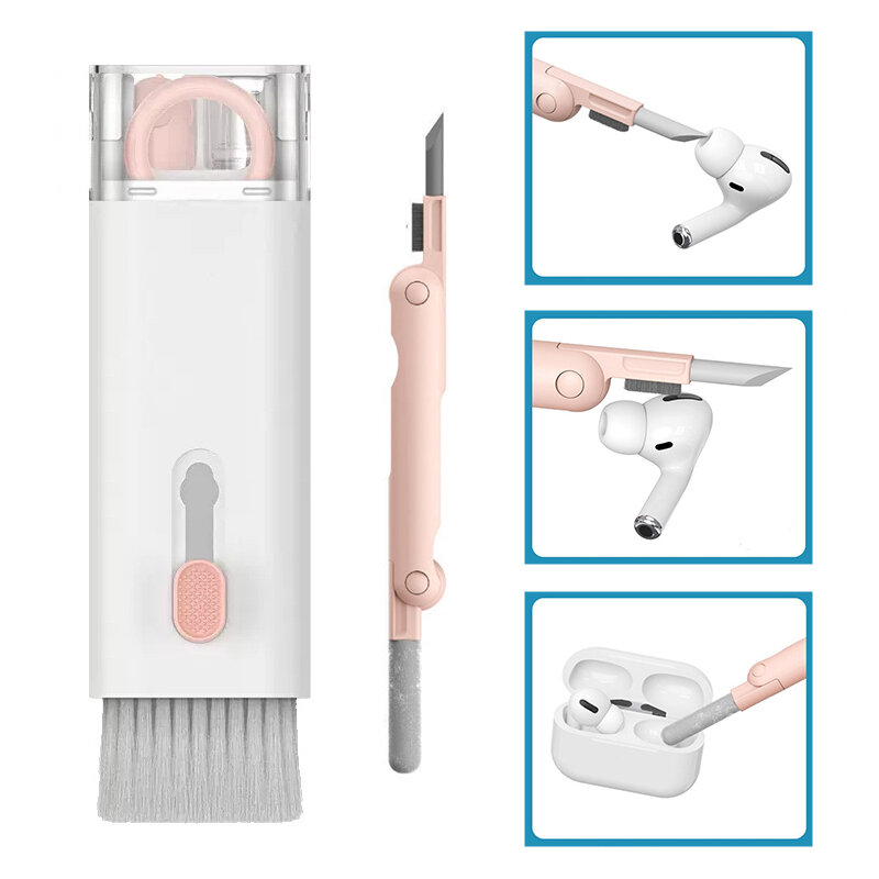 7-in-1 Clean Brush Kit di pennelli per tastiera per Computer penna per la pulizia degli auricolari per cuffie strumenti per la pulizia del telefono iPad estrattore per Keycap