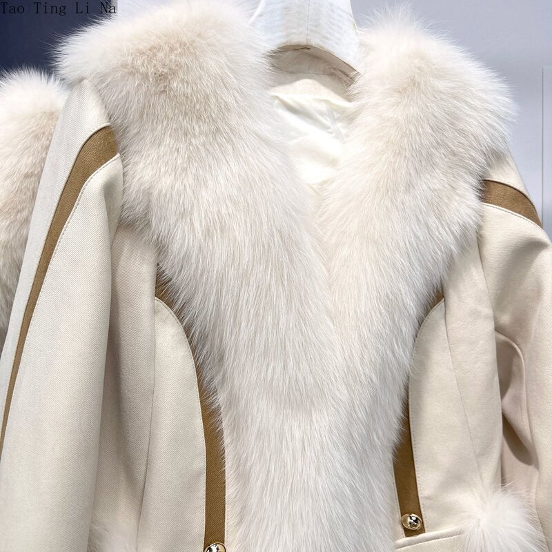 Новинка 2023, Женское пальто с подкладкой из натурального Лисьего меха H8