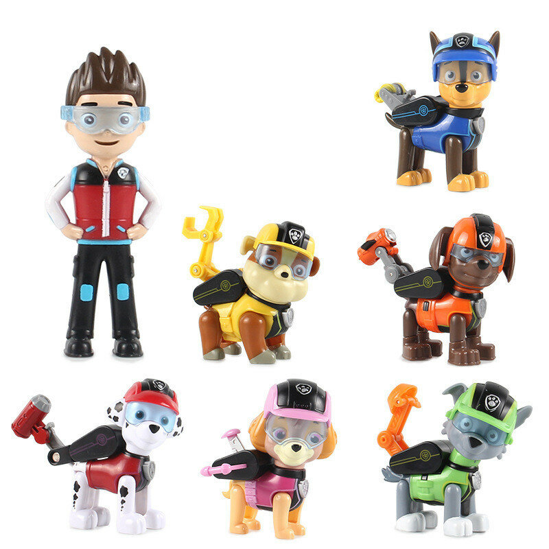 Pata patrulha 7 pçs/set Brinquedos Do Cão Pode Deformação Brinquedo Capitão Ryder pat patrouille Figuras de Ação Brinquedos para As Crianças Presentes de aniversário