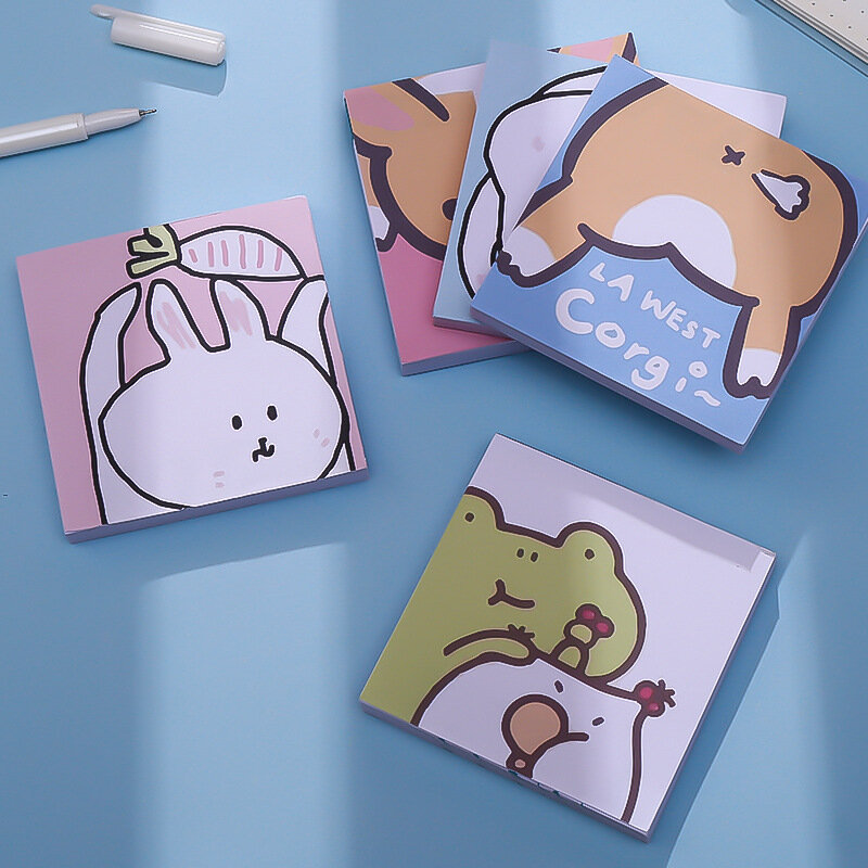 100Page Cartoons Sticky Notes Creative Anime Students Original Animals Cute Little Notebooks Memo Pads Kawaii Stationery Office