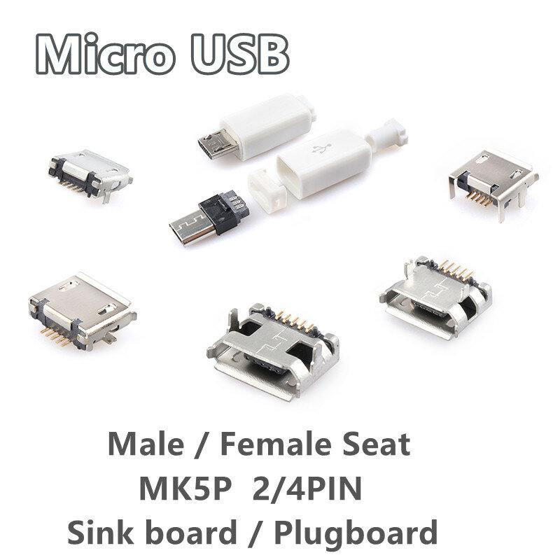Micro USB Socket MK5P Micro Female Socket Male Head 5 - pin Patch Straight Plug-in Shell Plug-in Interface All Copper