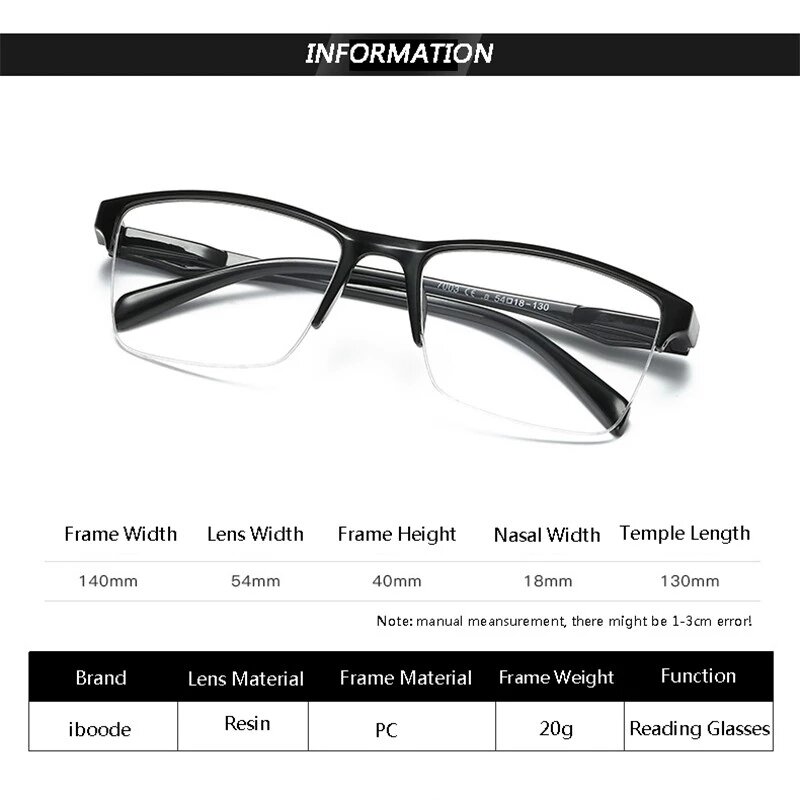 Zilead – lunettes de lecture classiques à demi-monture, verres transparents en résine noire, Anti-fatigue, presbytes, + 1.0 + 1.25 + 1.5 + 1.75 + 2.0to + 4.0