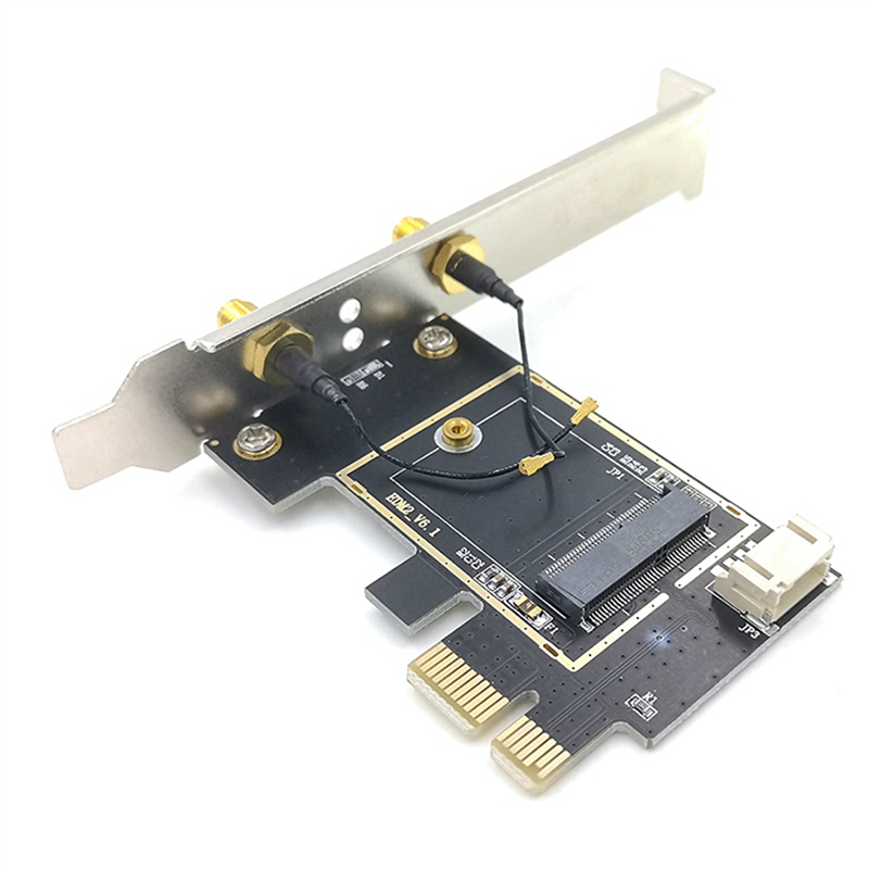 M.2 NGFF Wireless Card To PCI Express Adapter with 2 Antenna NGFF M2 WiFi Bluetooth Card for AX210 AX200 9260 8265 7260