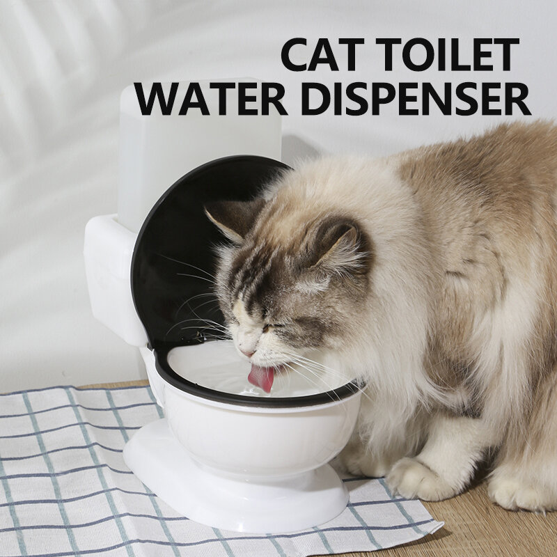 Dispenser Air Kucing Toilet Tidak Dicolokkan Ke Dispenser Air Listrik, Pemberian Air Otomatis untuk Anjing, Hewan Peliharaan Anti Menjungkirbalikkan Kucing