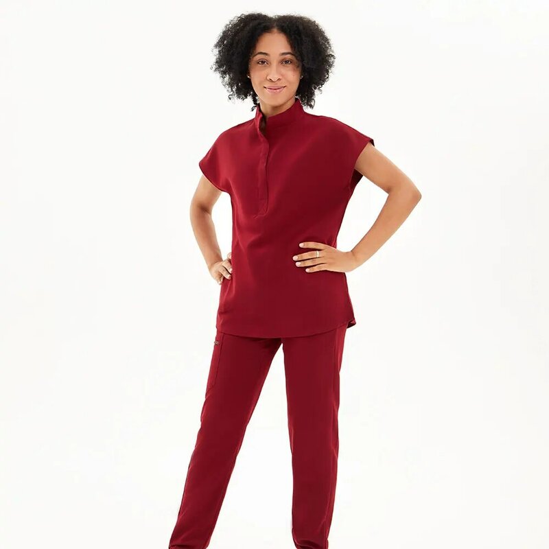 Uniforms World Modern Athletic Scrub Set for Women - Modern V-Neck Scrub Top & Yoga Jogger Scrub Pants Nurse Workwear