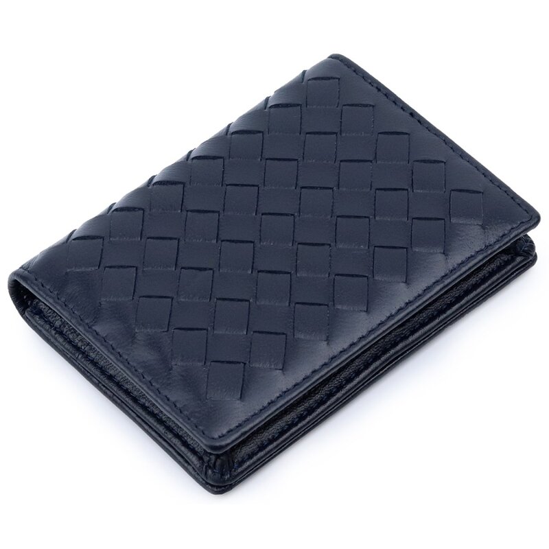 Luxurious Hand Made Soft Sheep Skin Knitting Card Wallets 100% Genuine Leather Hot Brand Business Card Holders Unisex Card Case