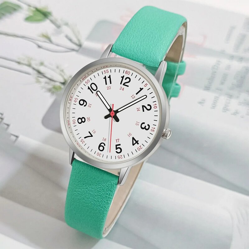 حزام من الجلد كوارتز ساعة معصم ، حركة رخيصة ساعة طبية للطلاب ممرضة