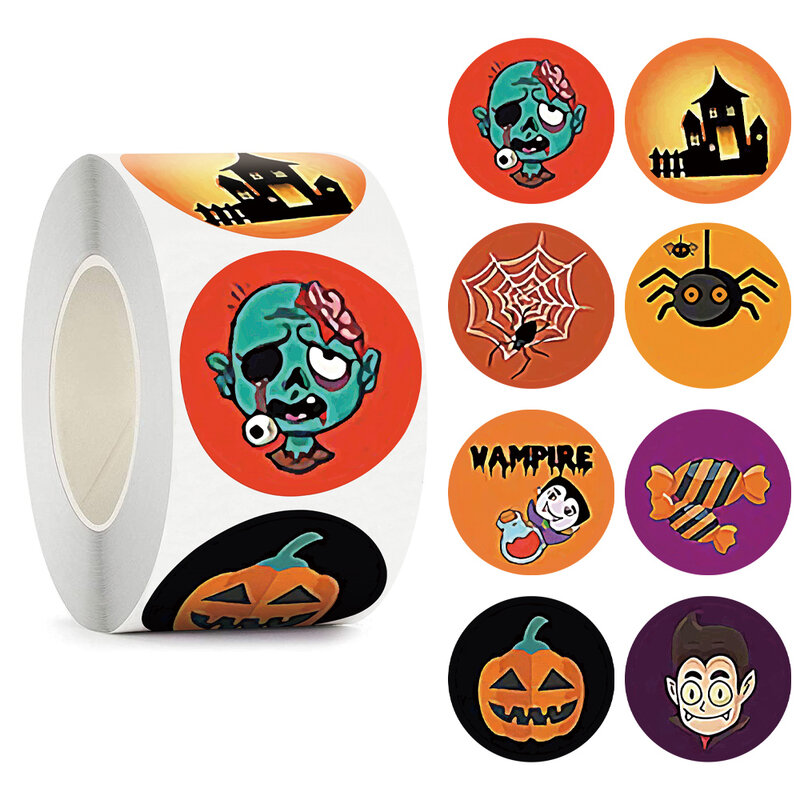 500 Stuks Halloween Pompoen Decor Etiketten Zelfklevende Sticker Voor Geschenken Verzegelen Handgemaakte Envelop Diy Briefpapier Stickers Weggeefacties