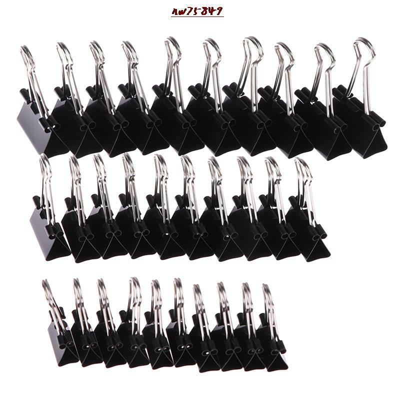 10 pçs preto metal binder clipes notas carta clipe de papel ligação fixação clipe de material de escritório ligação fixação clipes 19/25/32mm