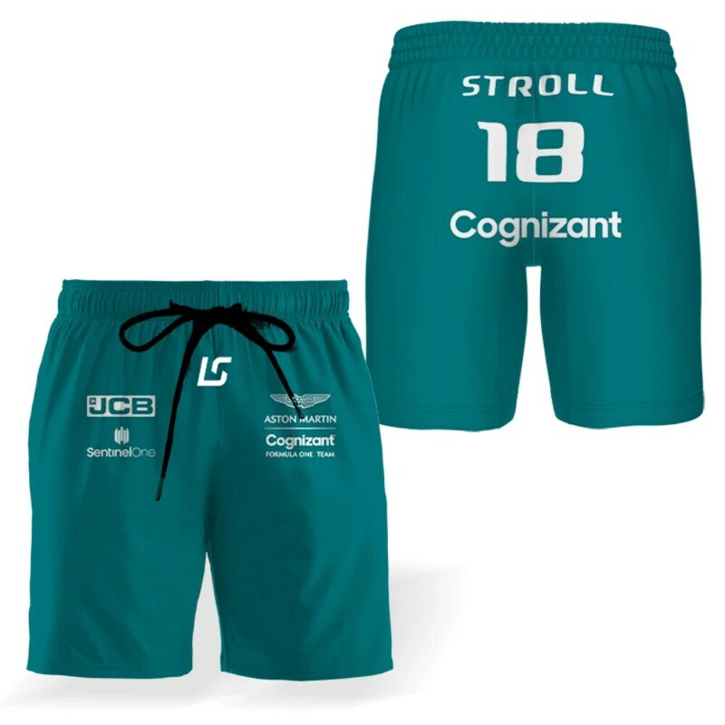 2023 New F1 Team Aston Martin Summer Shorts Formula One Racing Driver Alonso New Design Beach Pants pantaloni sportivi