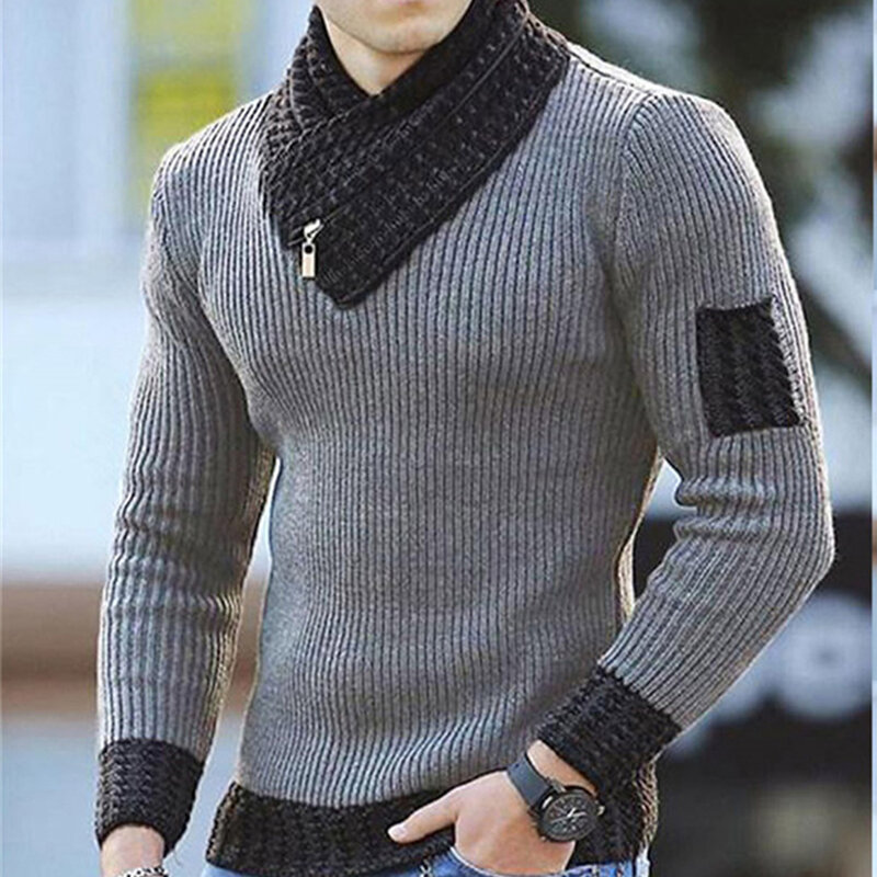 Camisola de gola alta masculina inverno moda estilo vintage camisola masculina fino ajuste quente pullovers de lã de malha camisolas grossas
