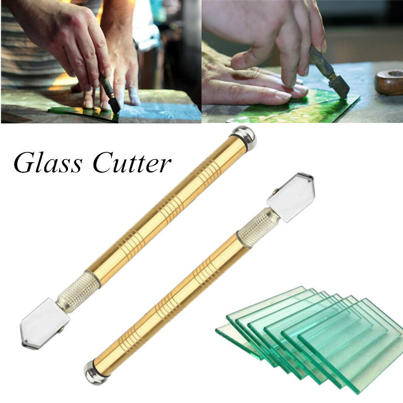 Cortador de vidrio profesional, herramienta de corte de azulejos de construcción portátil, tipo rodillo afilado, mango de Metal