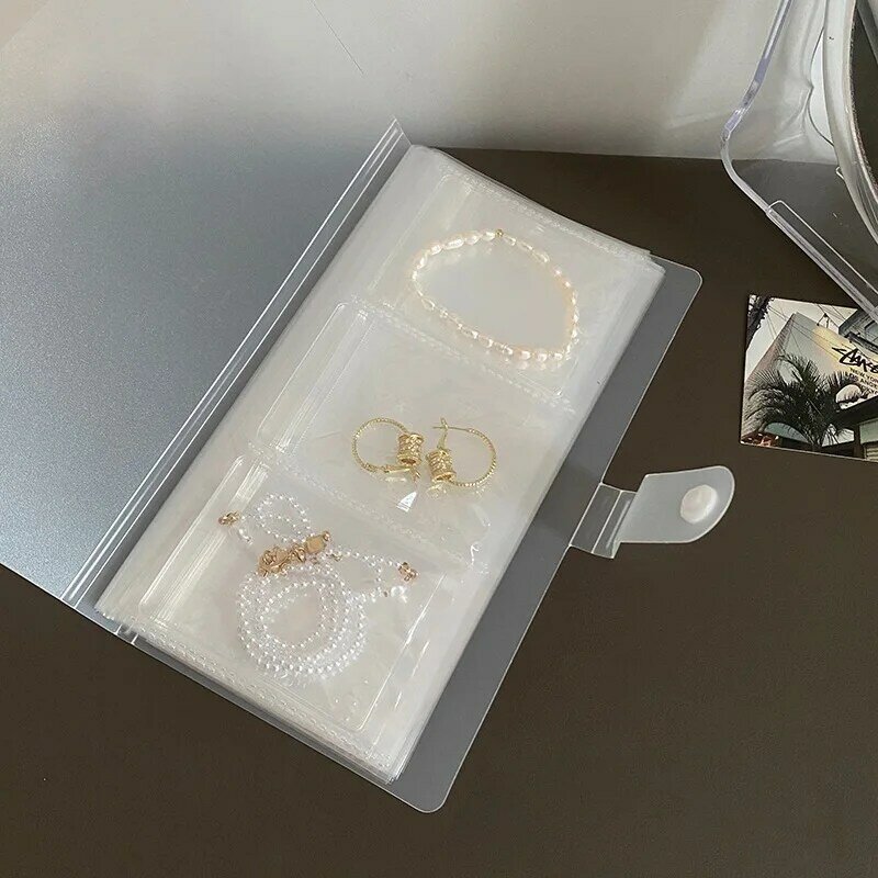 Zlalahaja anti oxidação jóias organizador saco colar pulseira brincos anéis transparente pequeno livro de armazenamento embalagem