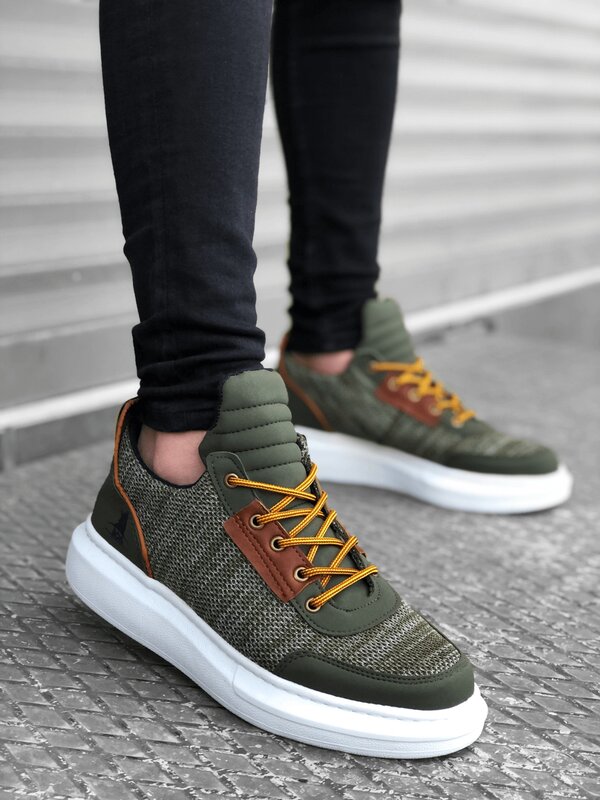 STM Sneaker BA0606 Lace-up Comfortable High Sole Khaki Casual men's Sneakers