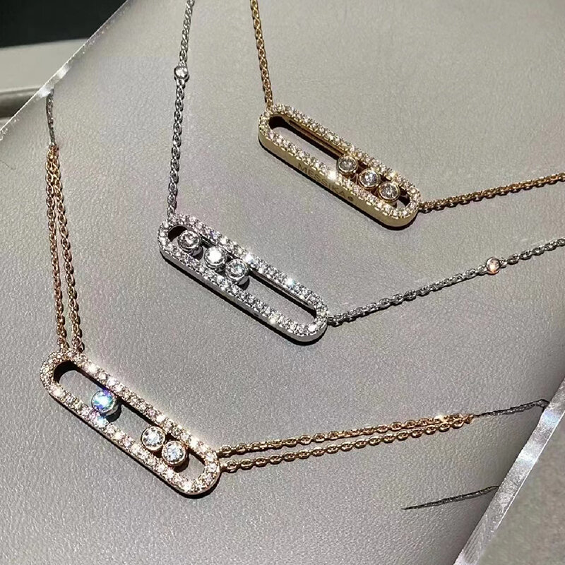 Collier en argent regardé S925 pour femme, diamant mobile, bijoux de luxe, cadeau pour petite amie, mode classique