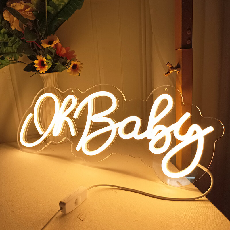 DECO Oh-señal de neón para bebé, luces USB para decoración de dormitorio, fiesta, luz Led, regalos de cumpleaños para niños, Blanco neón personalizado