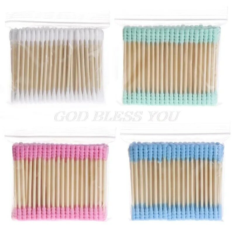 100Pcs Double Head Cosmetic Makeup Cotton Swab Women Stick Ear Cotton Buds For Medical Cleaning Tips Tools Nose Ears Wood Sticks