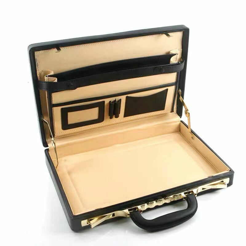 Men's vintage black Toolbox briefcase Luggage Men Luxury Portable password box Toolbox Prop box file box computer box Suitcases