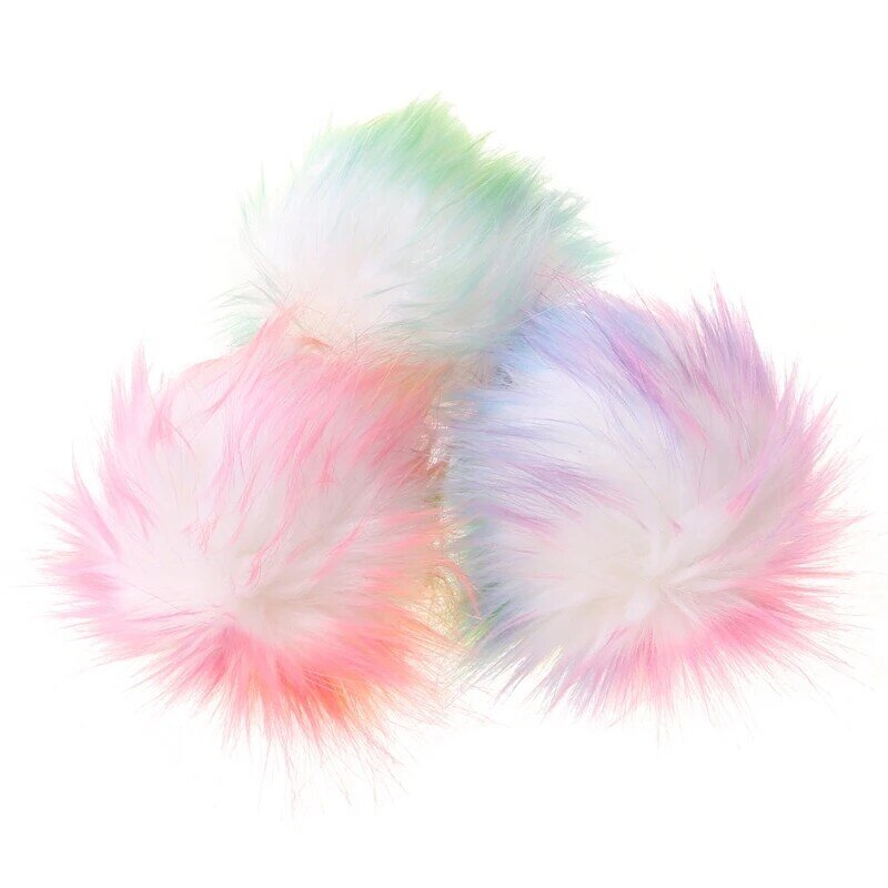3Pcs Pom Poms Fluffy Fur Ball Charm with Press Button Removable Hat Accessories Drop Shipping