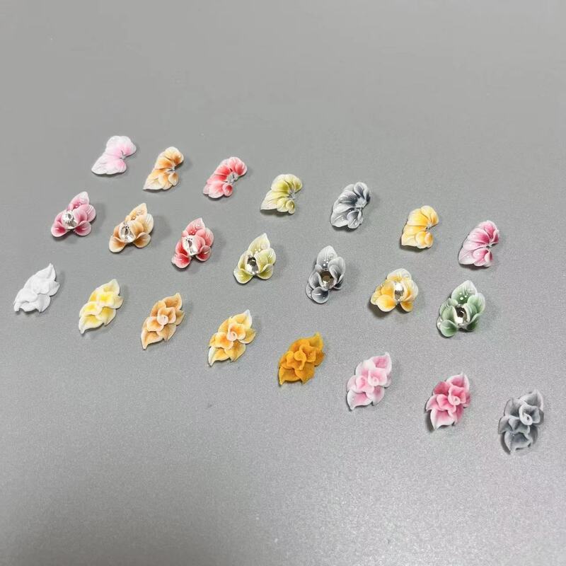 Popular New Vietnam Kawaii Handmade Nail Art Charms 3D Design Acrylic Powder Flowers Gorgeous Decoration Accessories For Nails