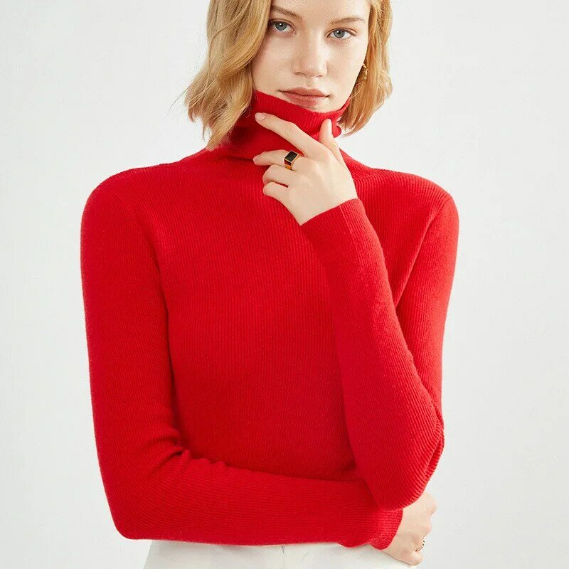 미니멀리스트 2022 새로운 가을, 겨울 기질 통근자 니트 카멜 풀오버 솔리드 컬러 옷깃 스웨터 여성