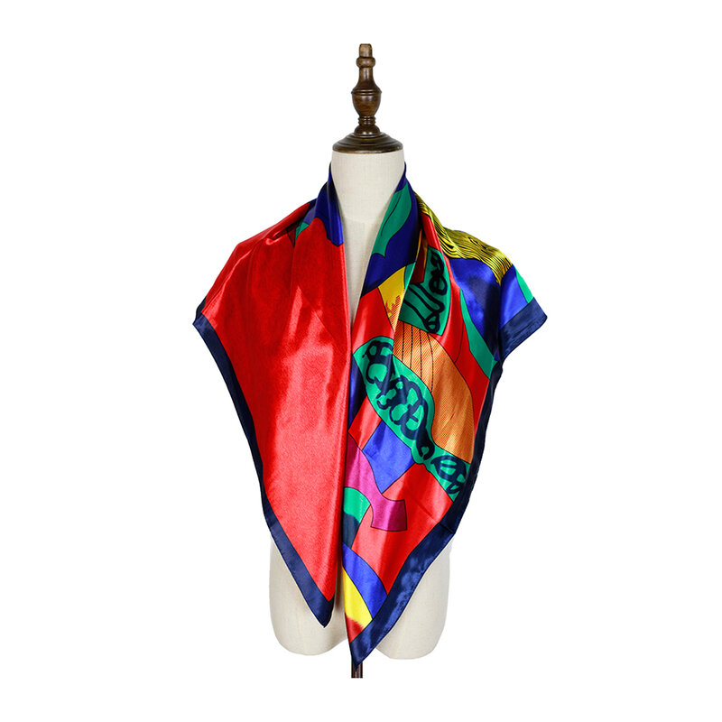 Écharpe en soie et Polyester pour femmes, châle, bandeau carré en Satin, vêtements de cou imprimés