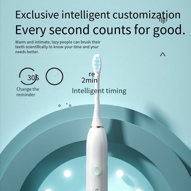 Cepillo de dientes eléctrico sónico para adulto, dispositivo blanqueador con temporizador, 6 modos, recargable por USB, cabezales de repuesto