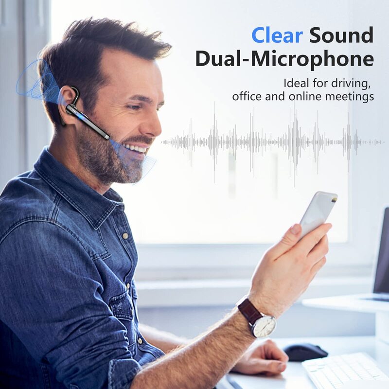 Zestaw słuchawkowy Bluetooth 5.1 słuchawki bezprzewodowe słuchawki z podwójnym połączeniem Mic słuchawki douszne CVC8.0 redukcja szumów zestaw głośnomówiący