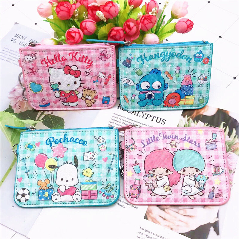Kawaii Sanrio Kuromi My Melody Pu portafoglio portamonete Cartoon Anime Cinnamoroll Pochacco Card Bag Mini portamonete portachiavi regalo