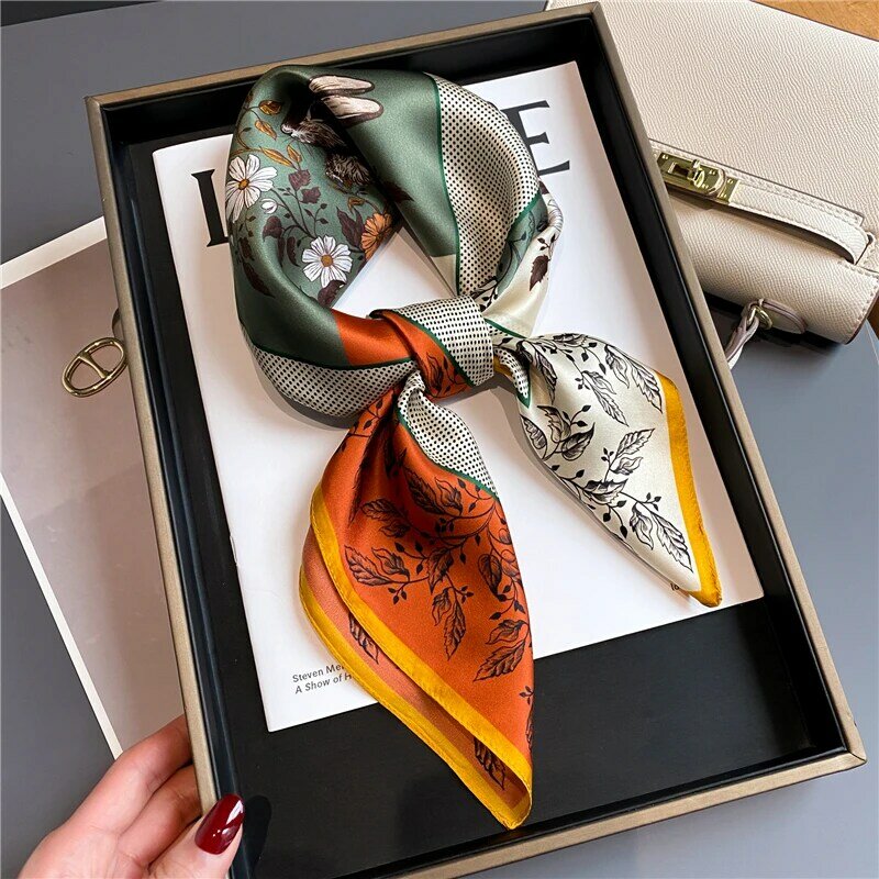 Luxus Marke 100% Echte Seide Schal Frauen Mode Haar Band Quadratischen Halstuch Schals Sommer Stirnband Schal Wrap Bandana