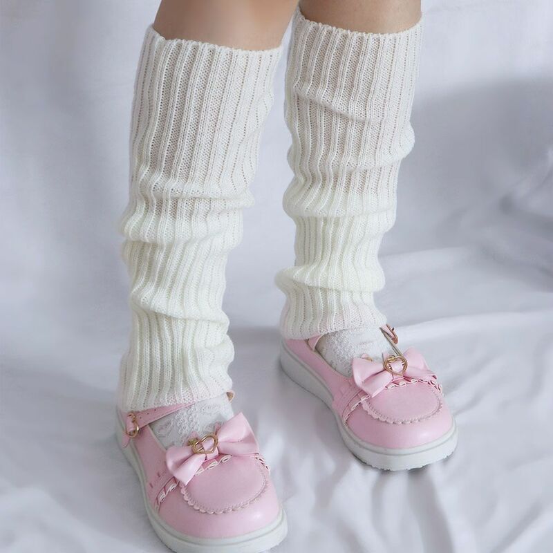 女の子のための冬の靴下,柔らかい,日本のロリータ,セントラルチューブ,ボタンの装飾,ウール,レッグウォーマー,冬