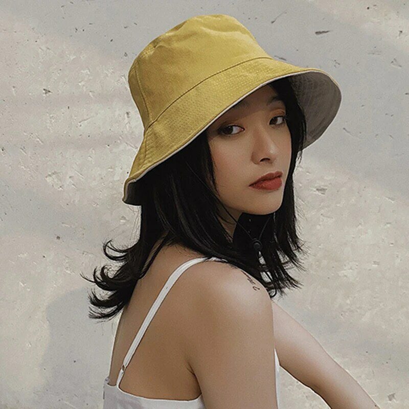 Mit Logo Damen Sommer mode zweifarbigen Hut doppelseitig tragbaren Reise hut Outdoor Sonnenschutz Sonnenhut Freizeit hut